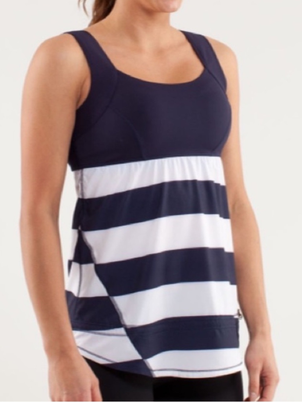 EUC lululemon athletica Navy and White Striped Chase Me Tank
